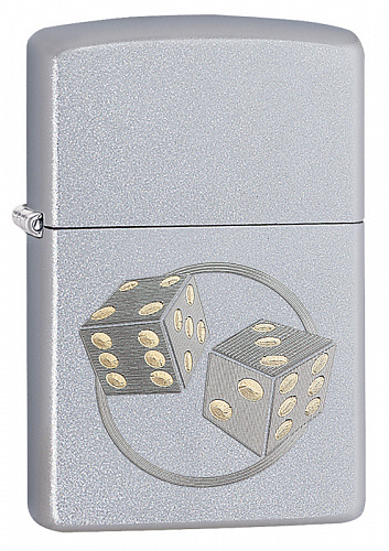 Зажигалка бензиновая ZIPPO Игральные кости серебристая, матовая