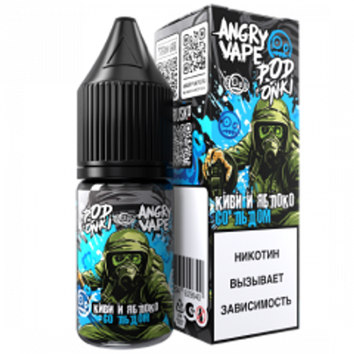 Жидкость ANGRY VAPE&amp;PODONKI Salt - Киви и Яблоко со льдом, 10 мл