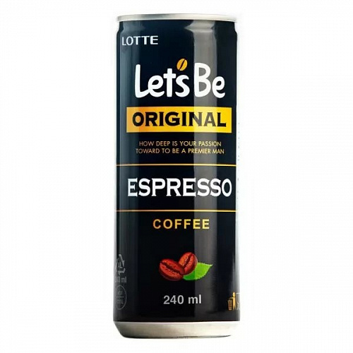 Кофе Lotte Let&#039;s be Espresso 240 мл ж/б